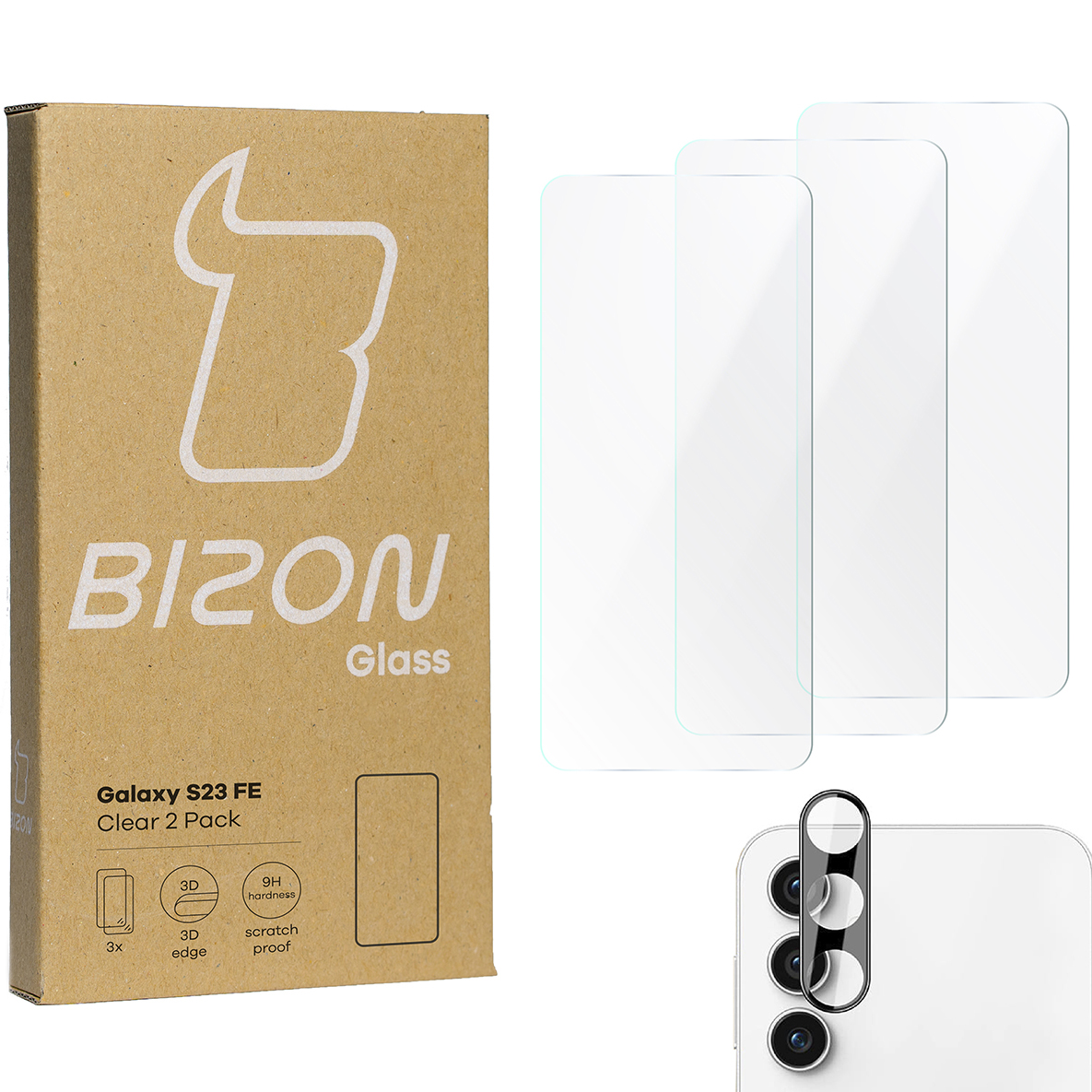Szkło hartowane Bizon Glass Clear - 3 szt. + obiektyw, Xperia 1 V
